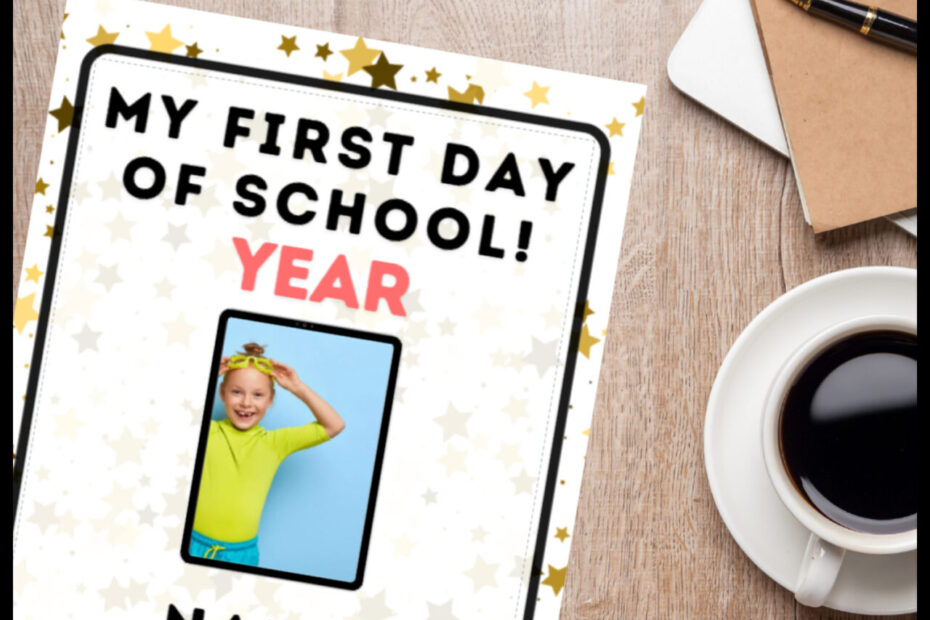 Editable My First Day of School poster bundle featuring dreamy moon motif with customizable name, grade, and date fields