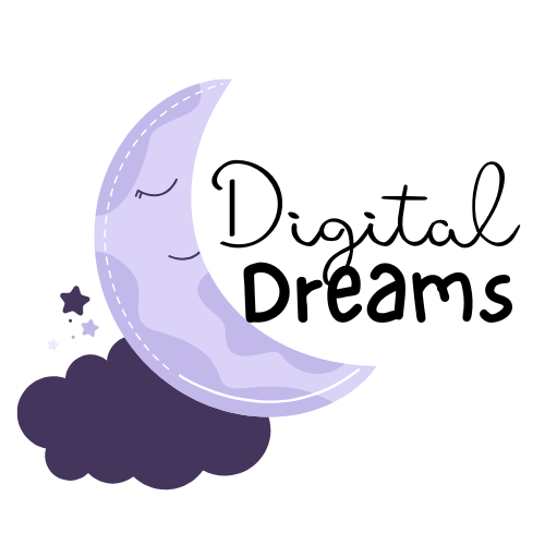 Image of moon and cloud beside text that says Digital Dreams